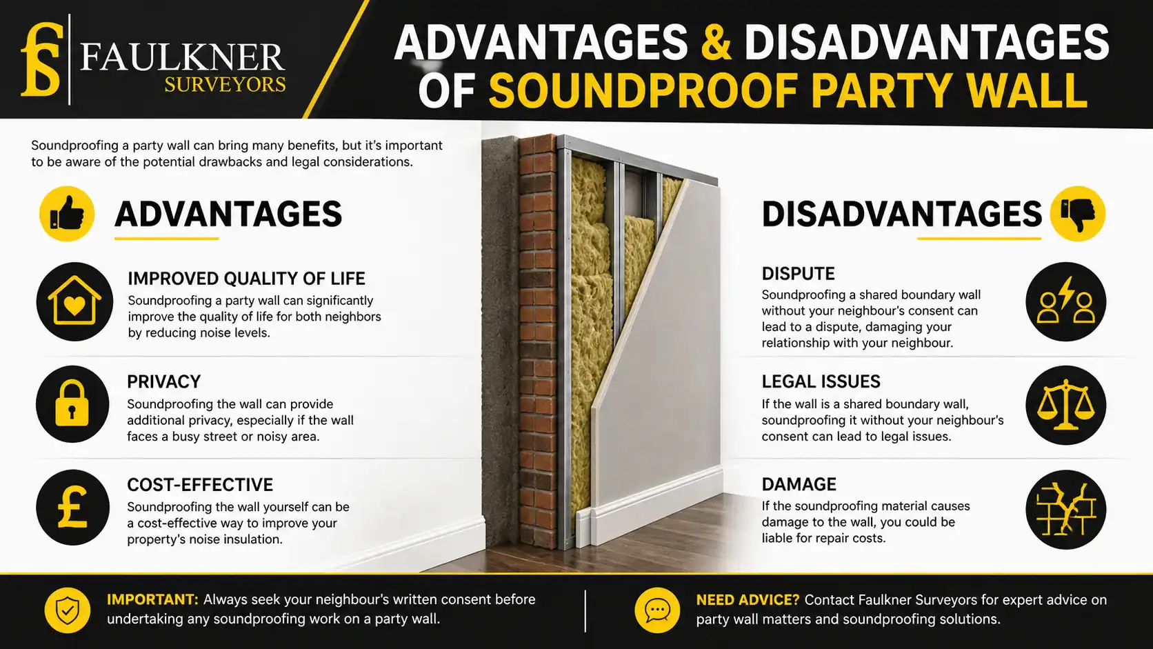 Can you soundproof a Party wall? 2 Advantages and Disadvantages of Soundproof Party Wall Brixton